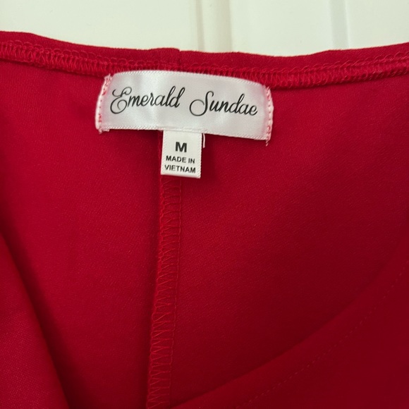 Red Emerald Sundae tulip skirt faux wrap dress - Picture 9 of 13